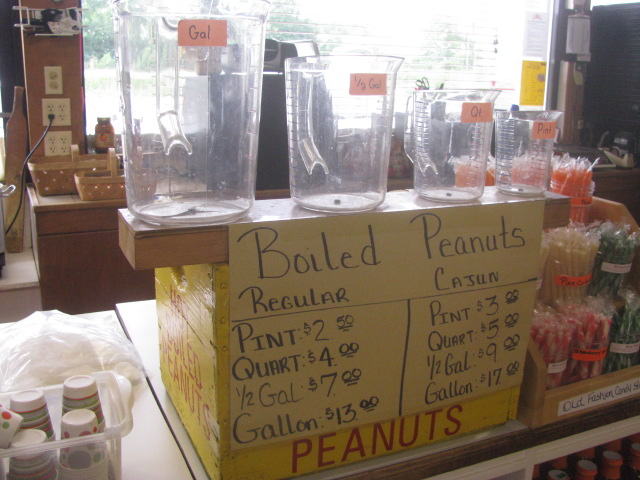 Measuring pitchers for boiled peanuts - Abbott Farms, Cowpens, North Carolina 