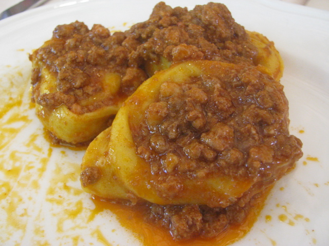 Tortellacci as served at the Trattoria Al Sgnadur (the rolling pin), Chiesuol del Fosso, Ferrara 