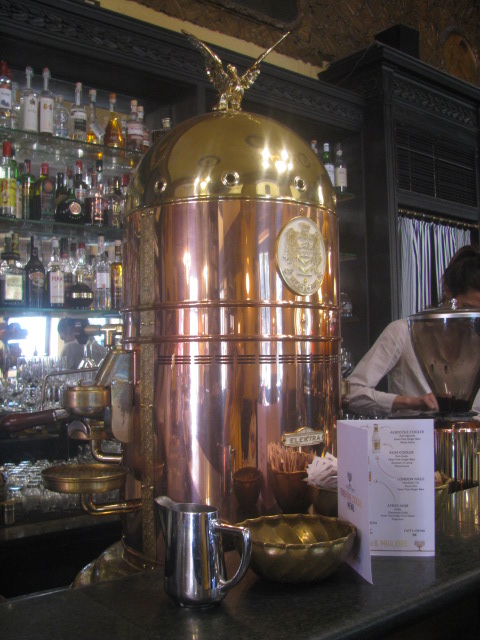 Old Copper Coffee Machine in use at San Marco's Coffee Shop - All rights incl. electr. Culinary Roots and Recipes 2016